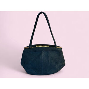 Vintage 40s 50s Lefaye Black Handbag | MCM Woven Corde Purse with Top Handle